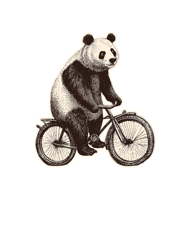 Illustration d'un panda à vélo décoratif